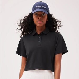 Outdoor voices black cropped polo top